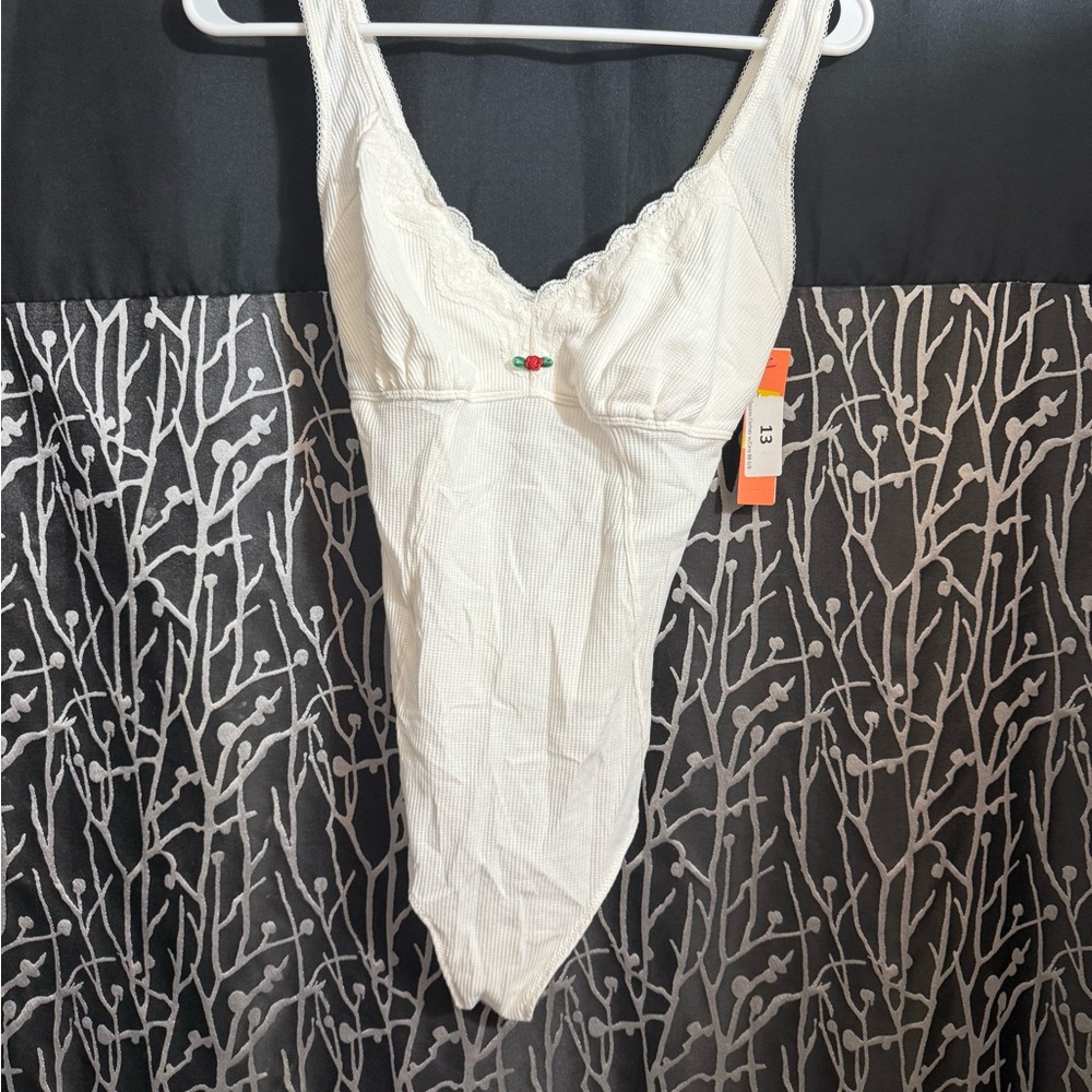 Target Cream Lace Trim Bodysuit